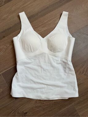 Honeylove White Sculpting Bra Tank with Built-In Cups